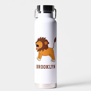 Cute Lion Personalized Custom Name Back To School Water Bottle