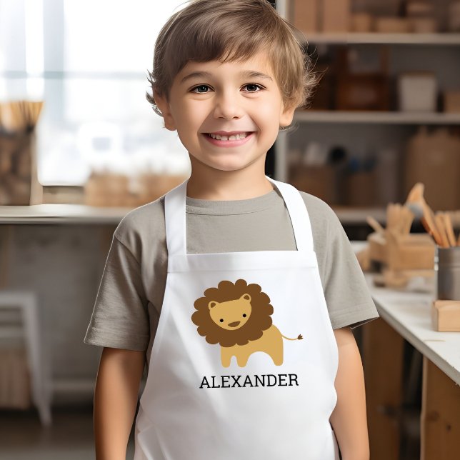 Cute Lion Personalized Kids' Apron (Creator Uploaded)