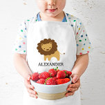 Cute Lion Personalized Kids' Apron<br><div class="desc">This kids' apron for animal lovers features a cute lion illustration. Personalize it with your child's name in black letters. Makes a great apron for boys or girls!</div>