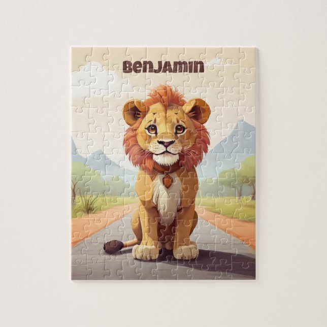 Cute Lion Personalized Kid's Jigsaw Puzzle (Vertical)