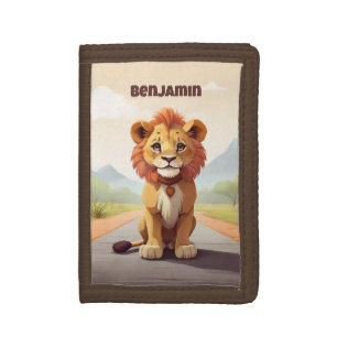 Cute Lion Personalized Kid's Tri-fold Wallet