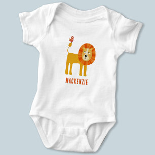 Cute Lion Personalized Name Baby Bodysuit