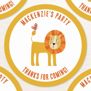 Cute Lion Personalized Thank You Classic Round Sticker