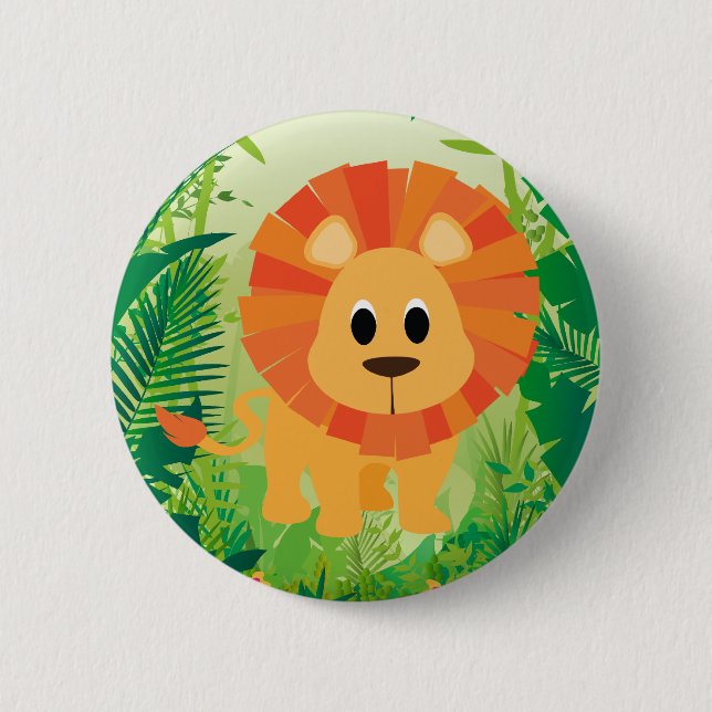Cute Lion Pinback Button (Front)