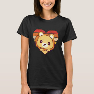 Cute Lion Retro Heart Shape Vintage T-Shirt