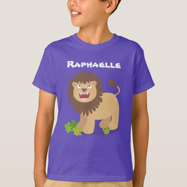 Cute lion roaring cartoon illustration T-Shirt (Front)