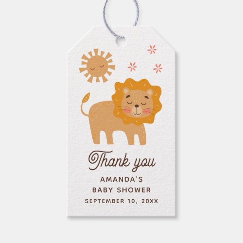 Cute lion Safari animal baby shower thank you Gift Tags