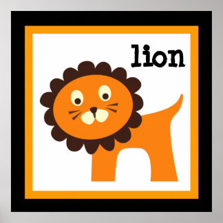 Cute Lion Safari Animals Baby Nursery Kids Poster