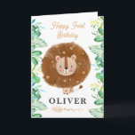 Cute Lion Safari Happy 1st Birthday Greeting Card<br><div class="desc">Happy 1st Birthday Greeting Card</div>