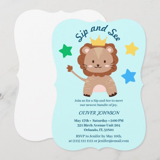 Cute Lion Sip & See Baby Shower (Front/Back)