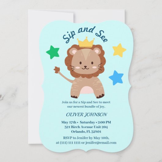 Cute Lion Sip & See Baby Shower (Front)