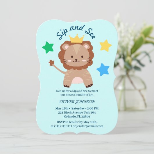 Cute Lion Sip & See Baby Shower (Standing Front)