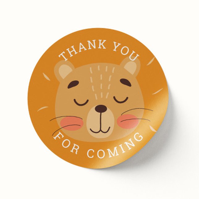 Cute Lion Thank You | Safari Jungle Kids Birthday Classic Round Sticker (Creator Uploaded)