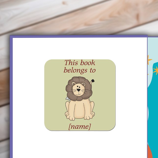 Cute Lion This Book Belongs To Book Plate Sticker (Cute Lion This Book Belongs To Personalized Book Plate Sticker)