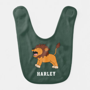 Cute Lion Unique Boy Personalized Custom Name Baby Bib