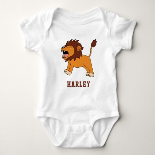 Cute Lion Unique Boy Personalized Custom Name Baby Bodysuit