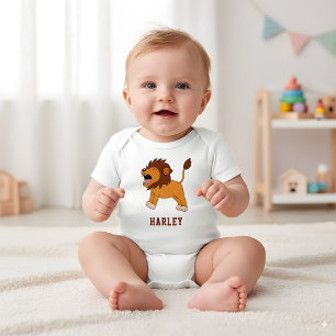 Cute Lion Unique Boy Personalized Custom Name Baby Bodysuit