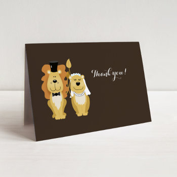 Cute Lion Wedding Couple Thank You Card by allpetscherished at Zazzle