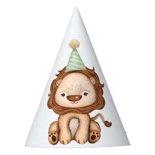 Cute Lion Wild One Jungle Animal Birthday Boy Party Hat