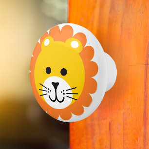 Cute Lion Wild One Jungle Safari Animal Cartoon Ceramic Knob