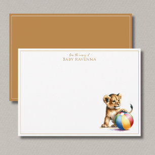 Cute Lion With A Ball Safari Nursery Thank You Note Card