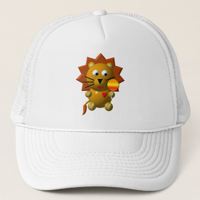 Cute Lion with a Lollipop Trucker Hat (Front)