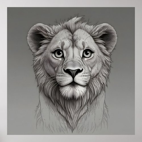 cute lion with big eyes poster