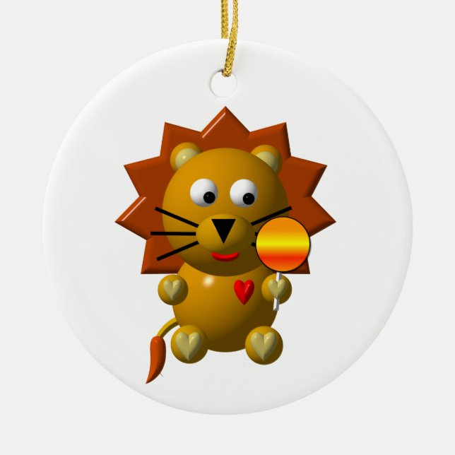 Cute lion with lollipop! ceramic ornament (Front)