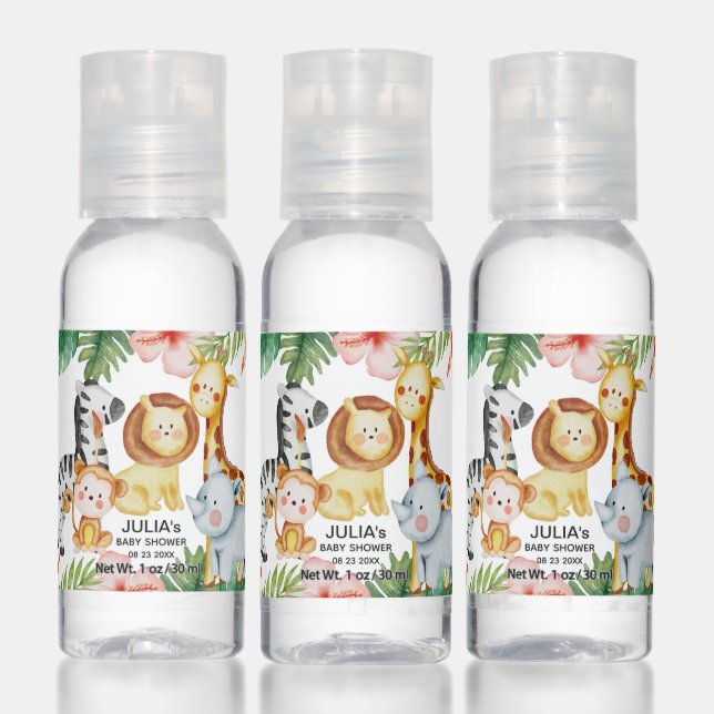 Cute Lion with Safari Animals Baby Shower Hand Sanitizer (Set)