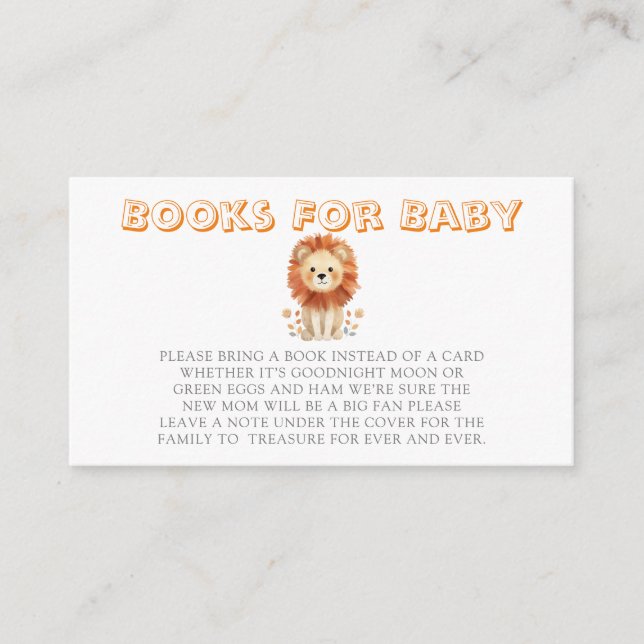 Cute Lion with Stripes Books for Baby Enclosure Card (Front)