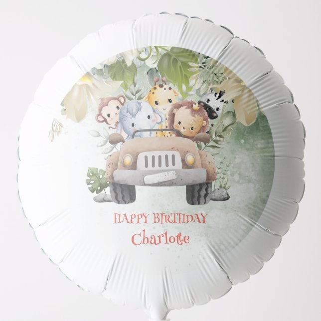 Cute lion zebra car Safari jungle Birthday party Balloon (Front)