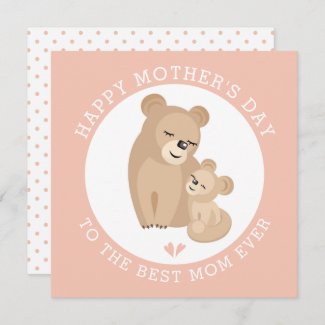 Cute lioness mother and baby pink Mothers Day  Holiday Card