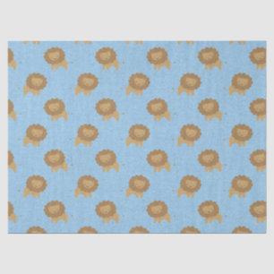 Cute Lions on Baby Blue Decoupage Tissue Paper