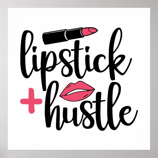 cute lipstick word art makeup artist Poster (Front)