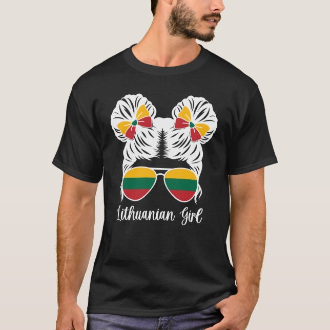 Cute Lithuanian Girl Lithuania Flag Lithuanian Roo T-Shirt (Front)