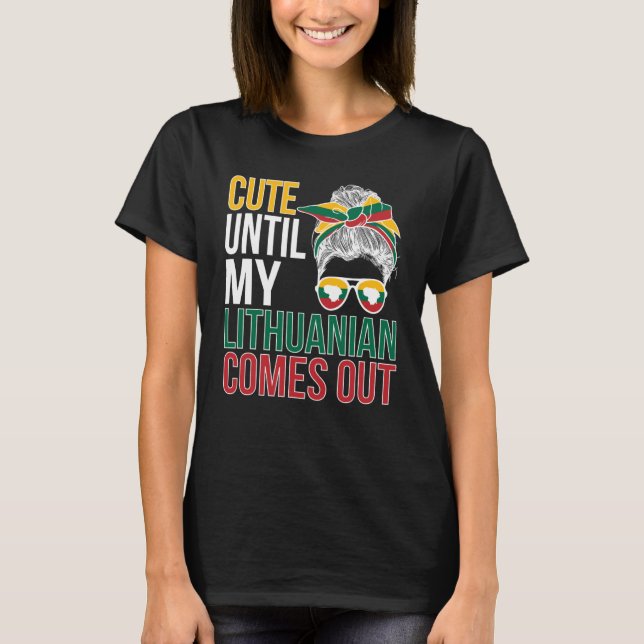 Cute Lithuanian Girl Lithuania Flag Lithuanian Roo T-Shirt (Front)