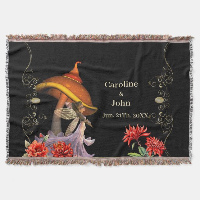 Cute litte fairy  with mushroom. throw blanket (Front)