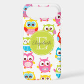 Cute Litte Owls Monogrammed Case-Mate iPhone Case (Back)