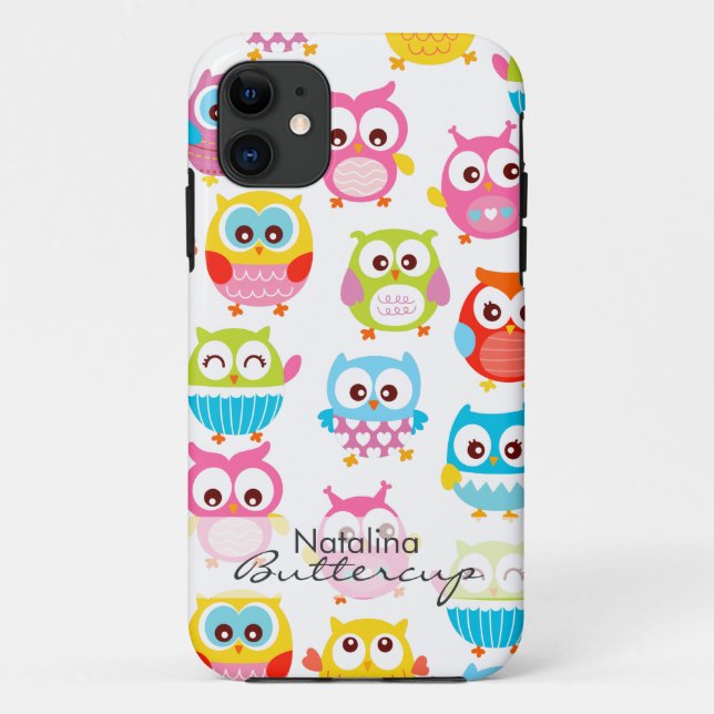 Cute Litte Owls Personalized Case-Mate iPhone Case (Back)