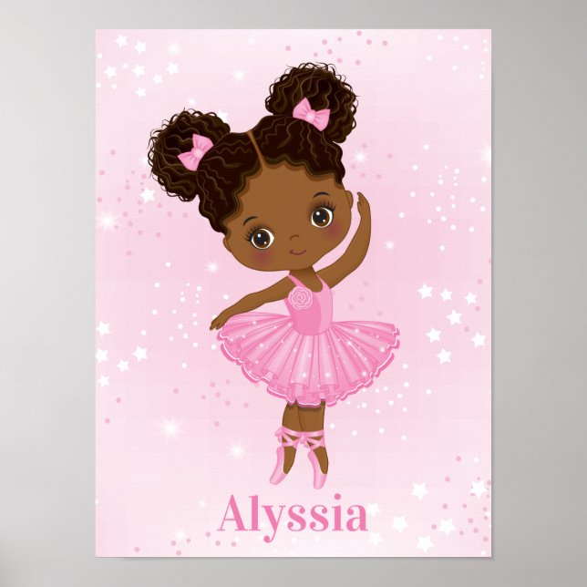 Cute Little African American Ballerina Poster (Front)
