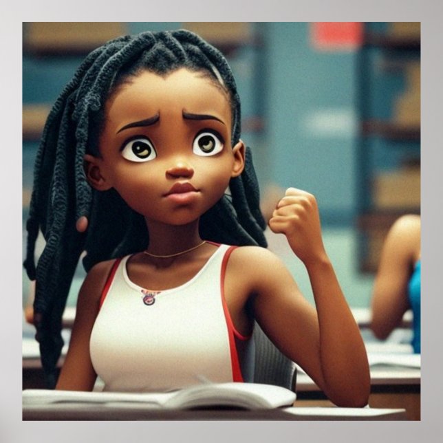Cute Little African-American girl at school Poster (Front)