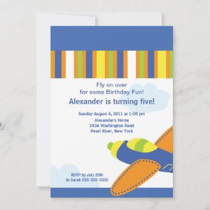Cute Little Airplane Birthday Party Invitation