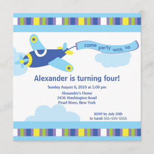 Cute Little Airplane Birthday Party Invitation