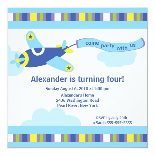 Cute Little Airplane Birthday Party Invitation | Zazzle