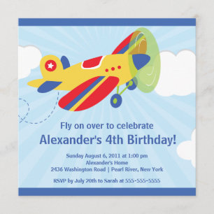Cute Little Airplane Birthday Party Invitation