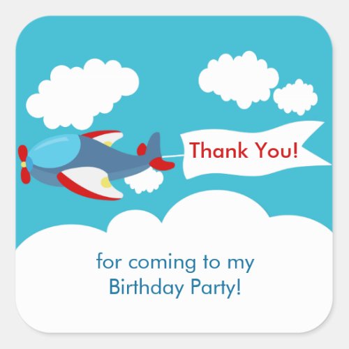 Cute Little Airplane Boy Birthday Sticker