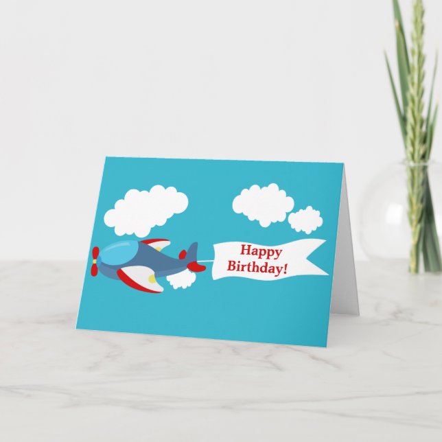 Cute Little Airplane Boy Greeting Card (Front)
