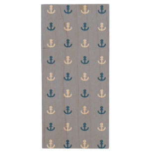 Cute Little Anchor Pattern Wood USB Flash Drive