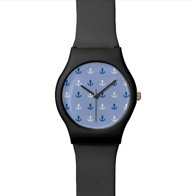 Cute Little Anchor Pattern Wrist Watch (Close Up)