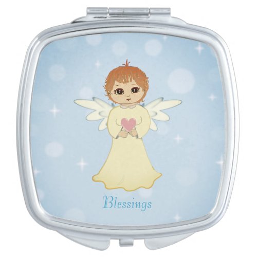 Cute Little Angel on Light Blue Compact Mirror